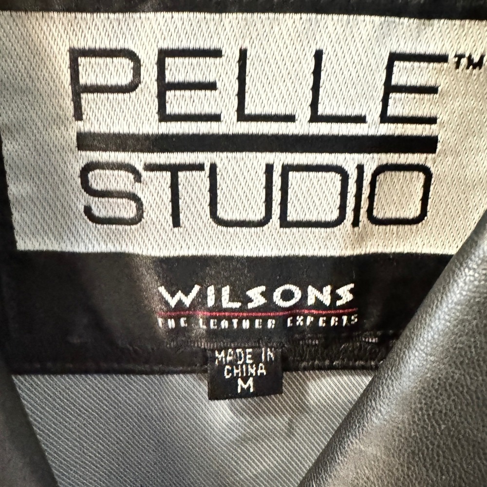 Pelle Studio Wilsons Leather Jacket Womens Medium Black Button Front Career - Picture 3 of 9